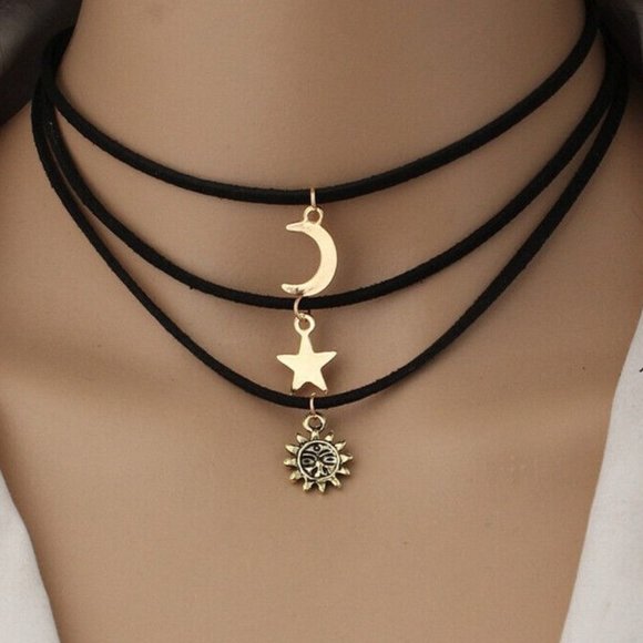 Hot New Sexy Gothic Sun Velvet Black Chokers (2 Sets) - Picture 3 of 4